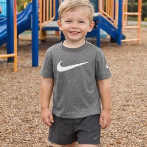 Nike Toddler 3T Dri-FIT Gray Athletic Shirt Swoosh Logo Activewear